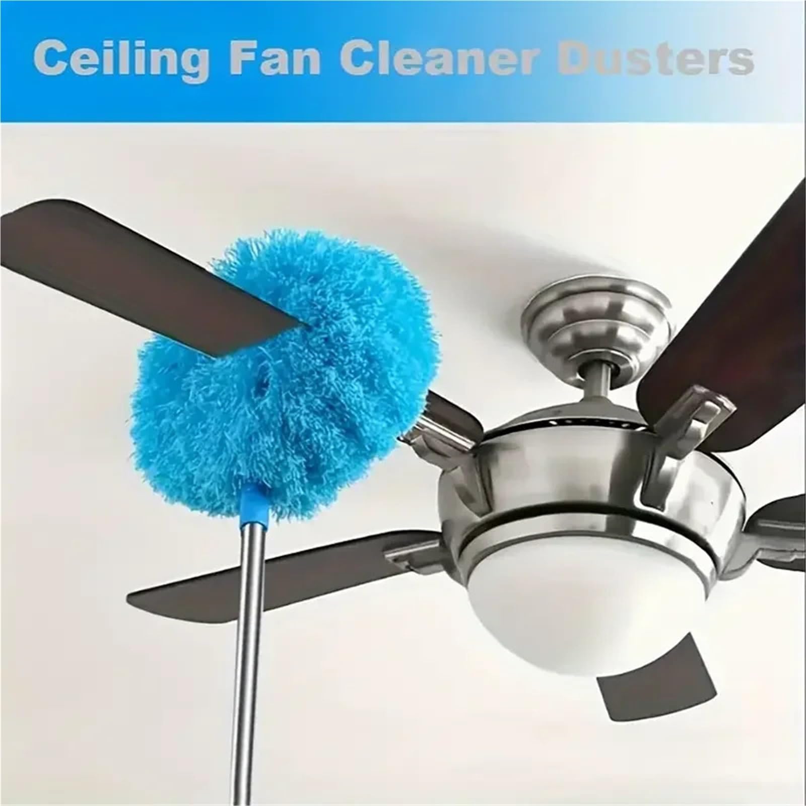 Plumero Atrapapolvo Limpiador de Ventilador Techo con Cepillo eliminación Polvo Poste extensión extraíble(Green)
