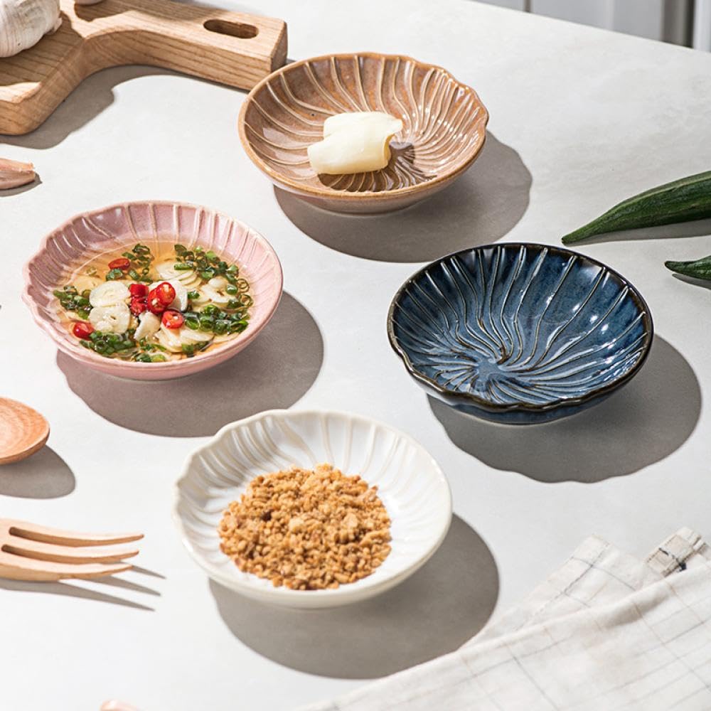 Sizikato Shell Texture Ceramic Sauce Dish, 4.2 Inches
