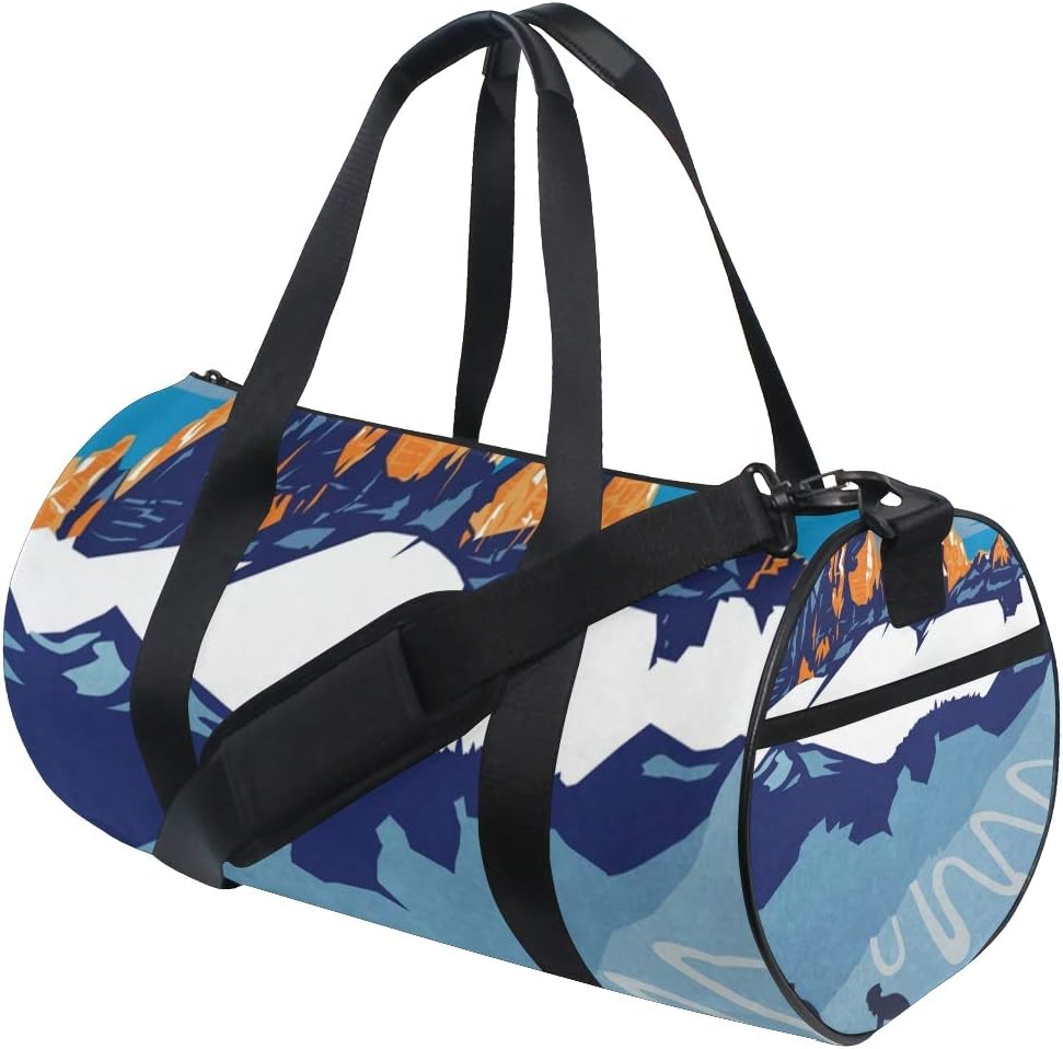 Sports Gym Bag with Retro Mountain Bike Cycling Print, Travel Weekender Duffle Bag for Men Women