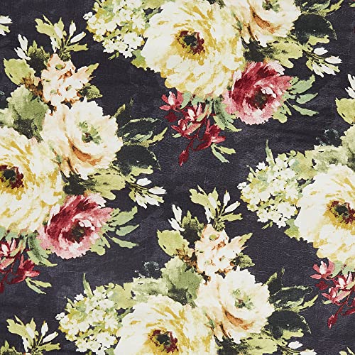 Image of HiEnd Accents Peony Washed Linen 3 Piece King Charcoal Floral Comforter Set