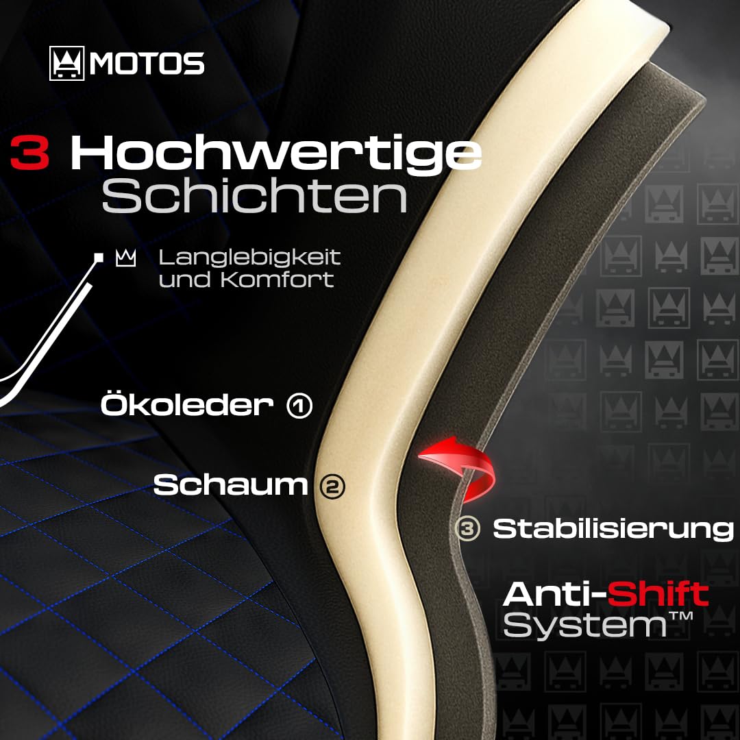 MOTOS Fundas universales para Asientos de Coche para Volkswagen Touareg Funda Asiento Coche Delantero con Sistema de Airbag Activo, Ajuste, Material de Tres Capas, Aspecto Elegante, Aplicació