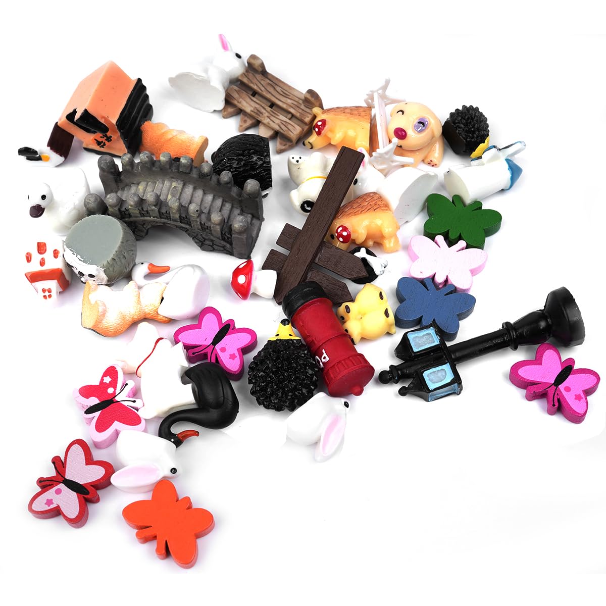 VOANZO 103 Pcs Miniature Fairy Garden Accessories Miniature Garden Ornaments Kit Outdoor Garden Animals Fence Flower Bridge Shape Decorations - Image 2