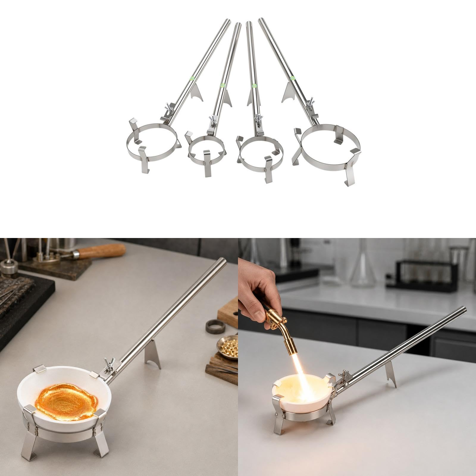 Qianly Crogiolo per Raffinazione dei Metalli, Strumento con Manico Lungo, Pratico Ed Ergonomico per Il Fai da Te, Morsetto per Crogiolo, Strumento per