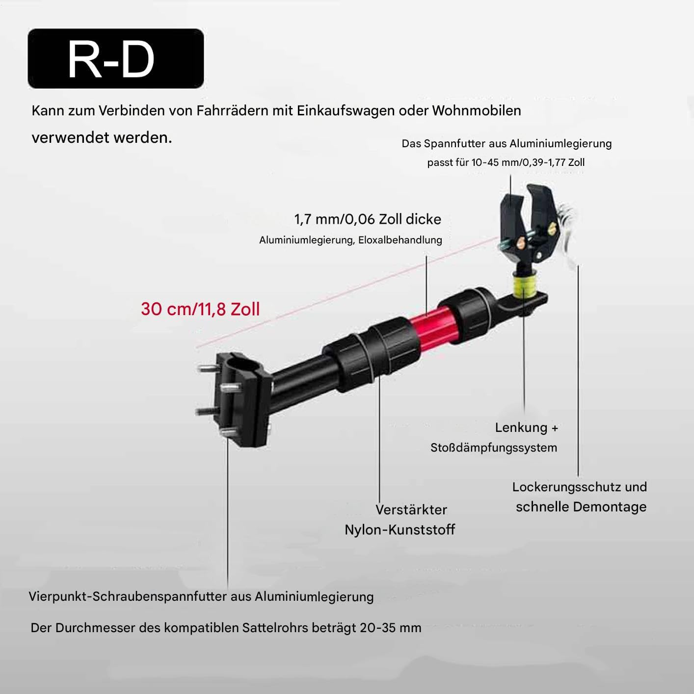 Anhängerkupplung für Fahrradanhänger Schwerlast Witterungsbeständig | Lastbefestigung zur Montage am Roller für Camping, Sport, Einkaufen, Pendeln, Outdoor-Trips, Reisen, Wandern, An