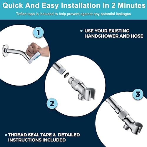 Miniatura 7 de Soporte de cabezal de ducha de metal para cabezal de ducha de mano, soporte de brazo de ducha ajustable para conectar el brazo de ducha y la