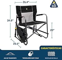 Vista 3 de GCI OUTDOOR Freestyle Rocker XL con mesa auxiliar Silla de campamento Mecedora plegable portátil con reposabrazos sólidos y duraderos, soporte Rojo