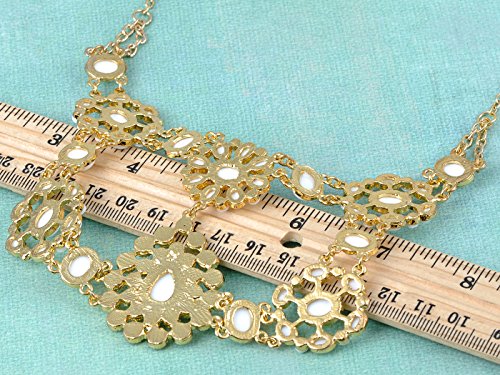 Alilang Festival Gold Tribal Ethnic White Bead Bib Sunburst Cluster Chain Floral Flower Necklace3