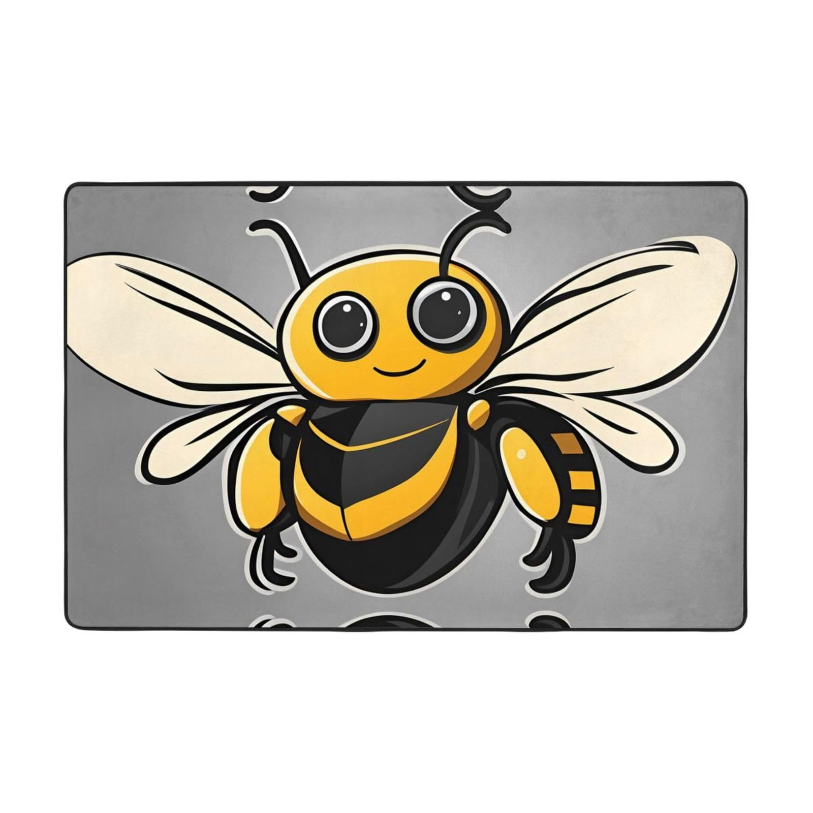 Tapis de sol abeilles jaunes en flanelle pour salon et chambre doux