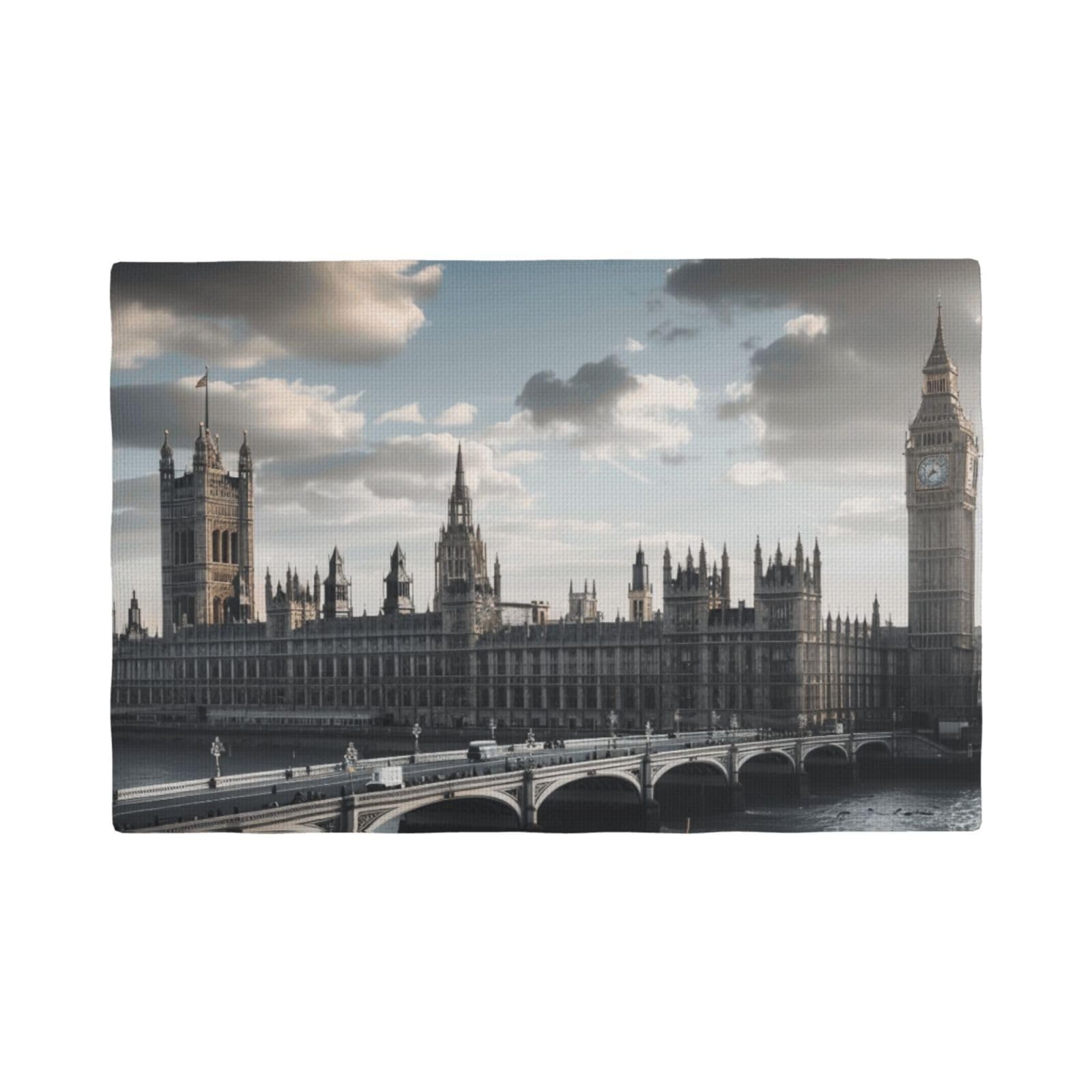 London Print Placemats Set, Heat Resistant Washable Placemat 12x18in Table Mats for Party Kitchen Dining Table Decoration Indoor Outdoor, Six Piece