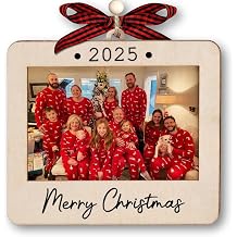 2025 Christmas Ornament Picture Frame - Wooden Landscape Photo Frame Ornaments - Picture Frame Ornament For Tree - Merry Christmas Ornaments With Picture Insert - Christmas Gift For Family, Friends