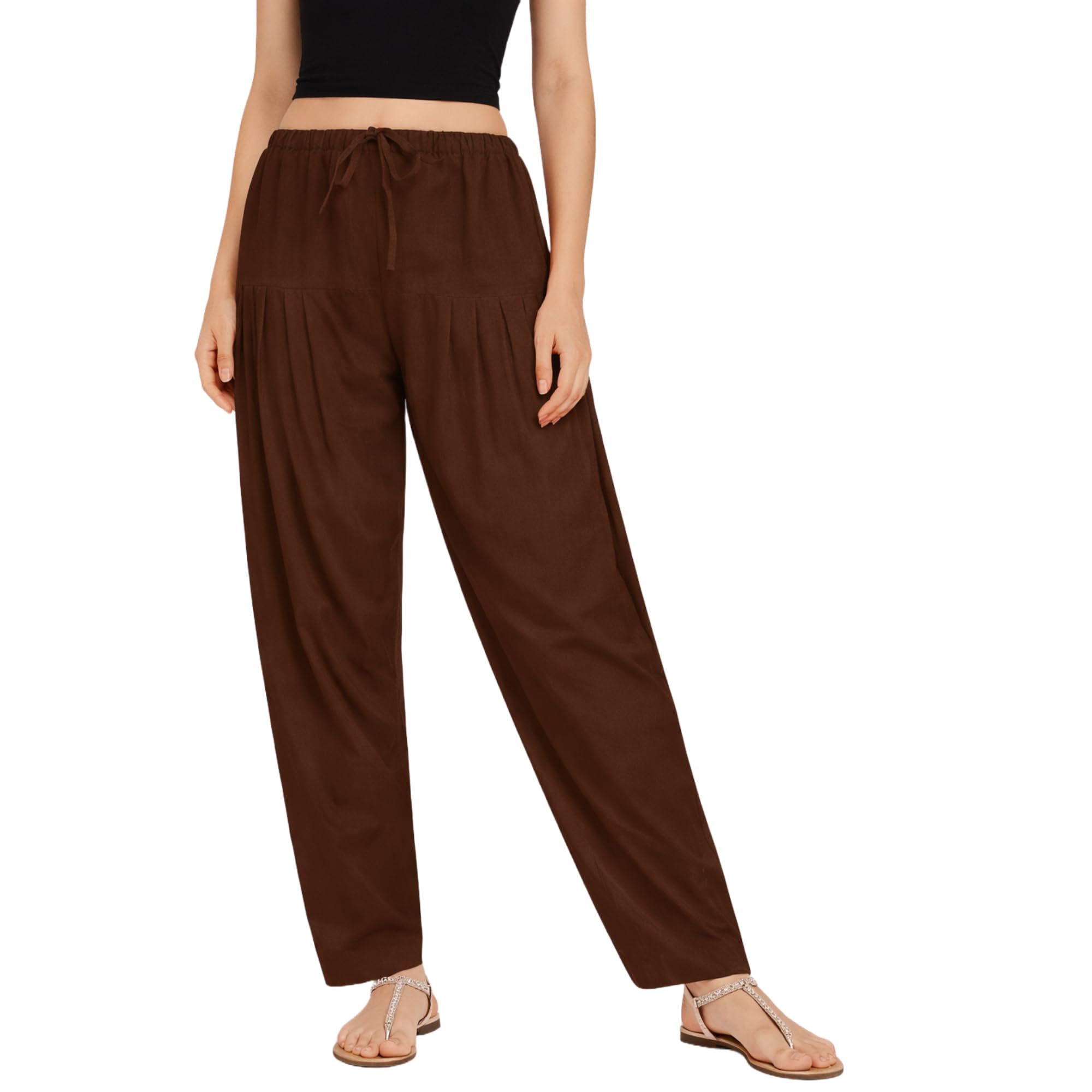 Shiv Fashion House | Women’s Cotton Salwar Pant | 100% Pure Cotton | Free Size Up to 3XL | Elastic Waist | Comfortable (in, Alpha, XL, Regular, Brown)-picture-27