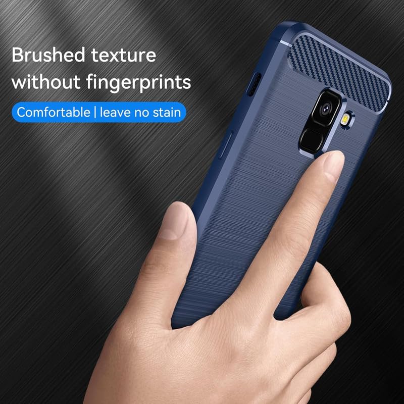 Image of NPRC Hybrid Ultra Slim Protective Case TPU Non-Slip Carbon Fiber Texture Shockproof Case Cover for Samsung Galaxy A8 2018 - Blue