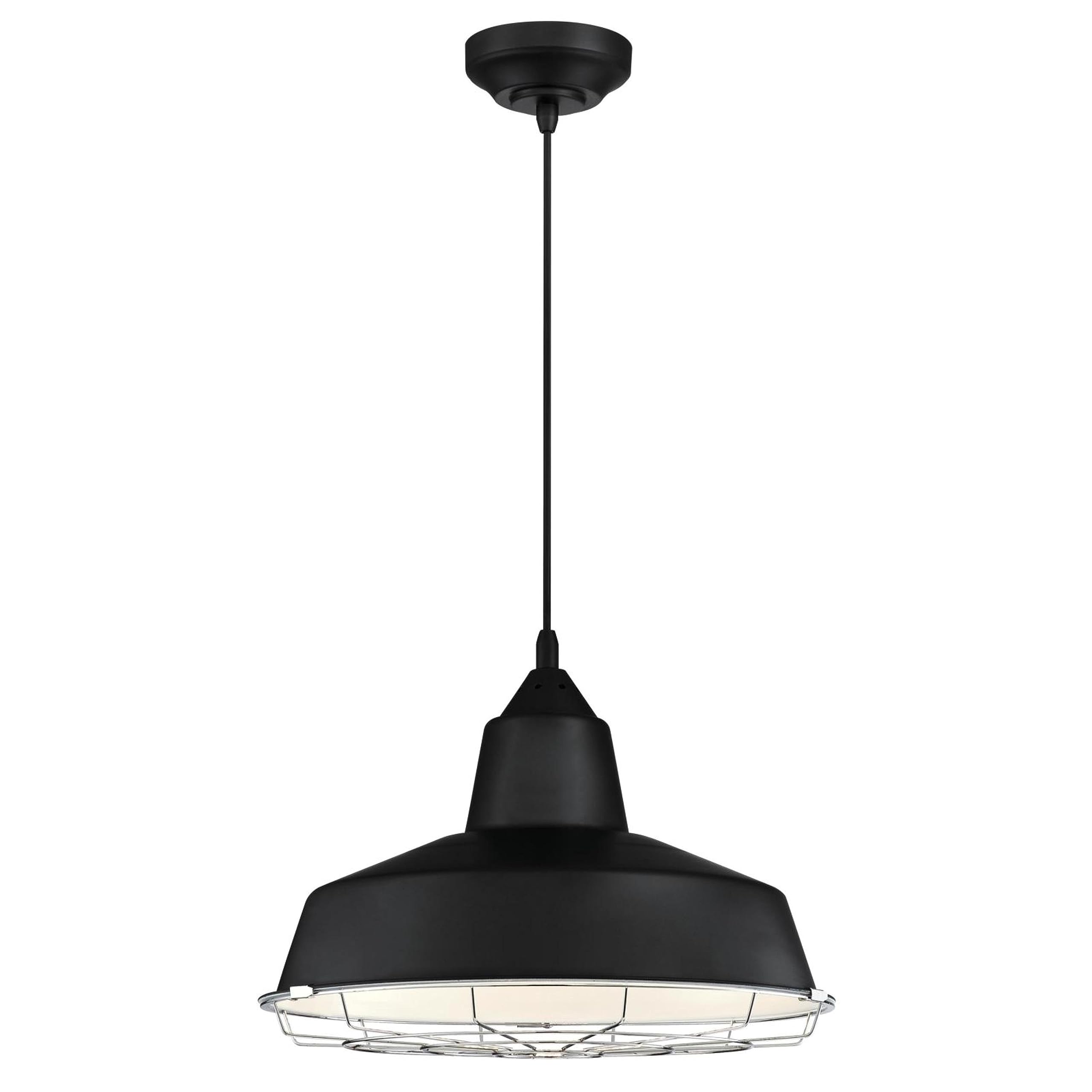 Westinghouse 6131900 Academy Vintage-Style One Light LED Indoor Pendant with Removable Chrome Cage, Black Finish, 20-Watt