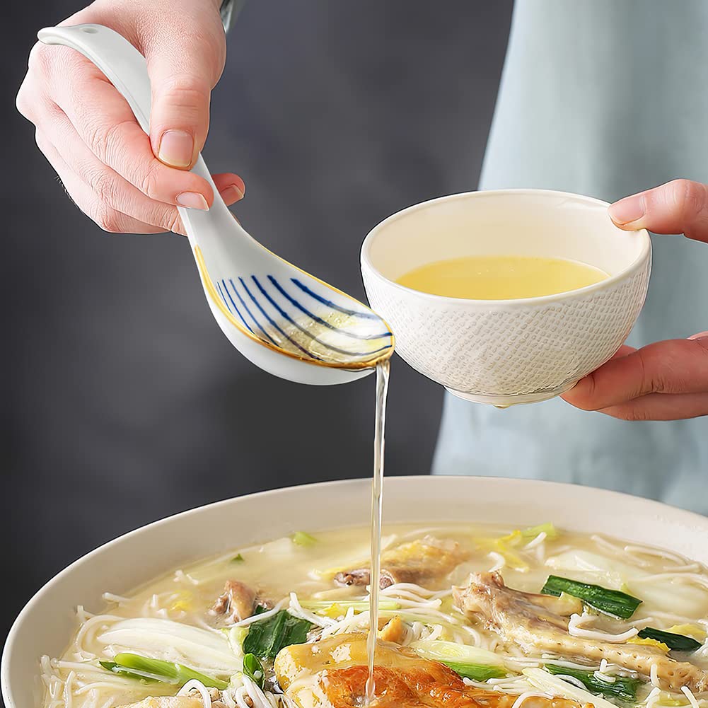Set Di 4 Cucchiai Da Minestra In Acciaio Inox | Grandi E Profondi Per Ramen E Zuppe Asiatiche | Finitura A Specchio, Manico Lungo 17 Cm - 3