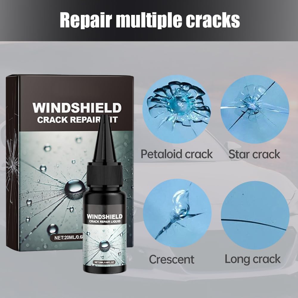 Cracks Gone - Kit de reparación de vidrio multifuncional, líquido de reparación de grietas para parabrisas y parabrisas (3)
