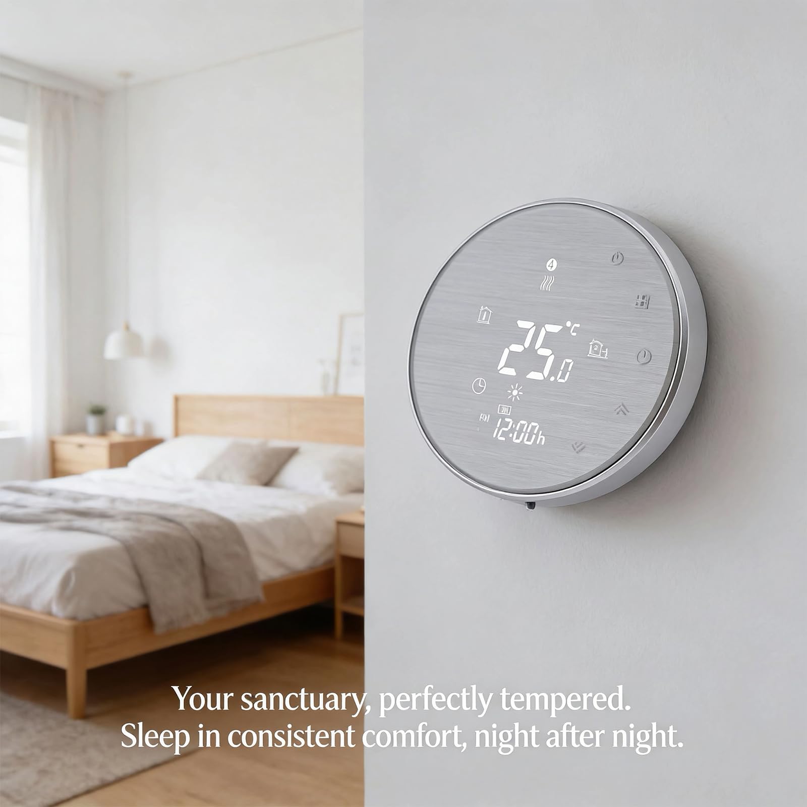Termostato WiFi 5A acqua schermo LCD touch Alexa Google Home | Termostato programmabile schermo touch, pannello spazzolato 95-240V, controllo remoto acqua calda domestica