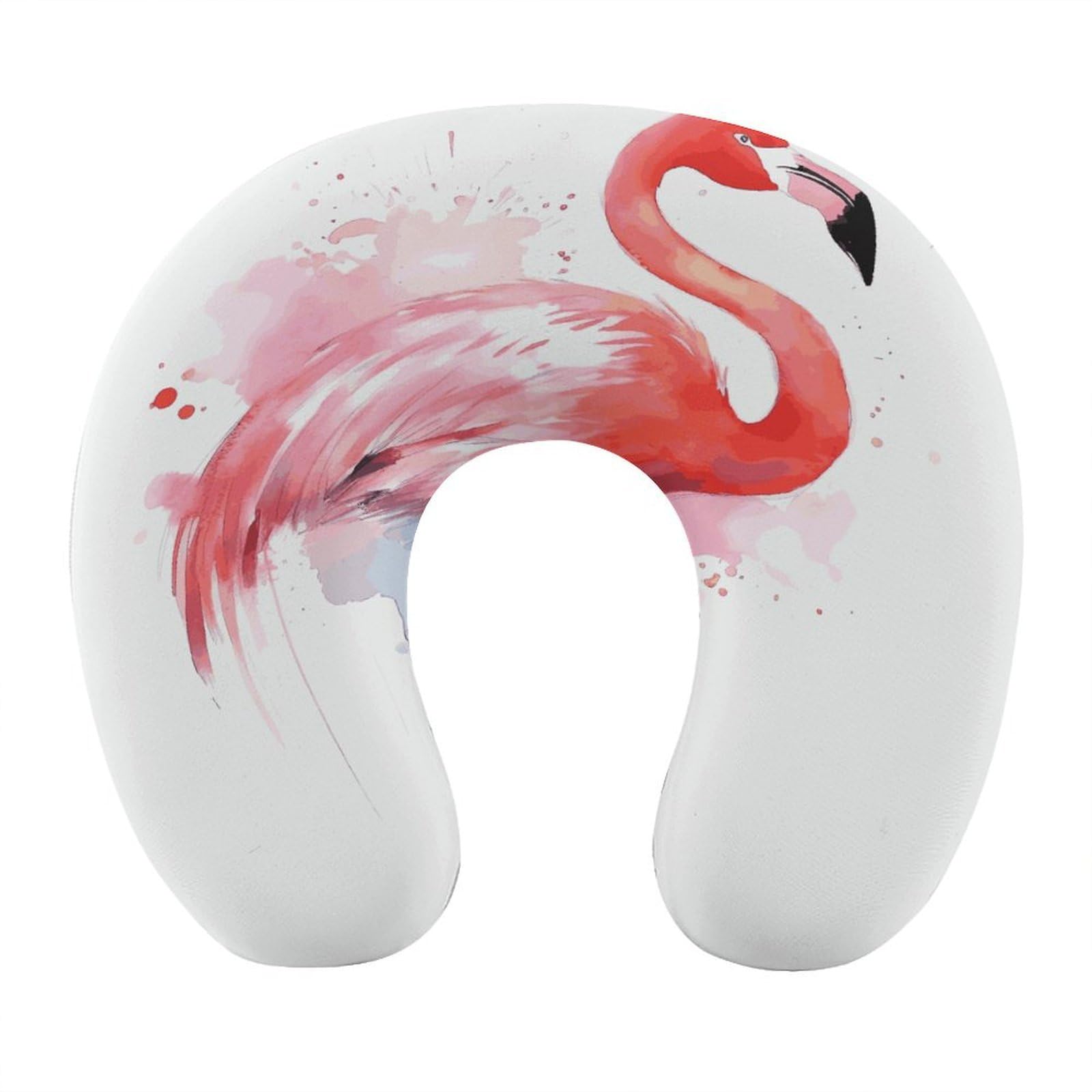 FekiLoot Pink Flamingo Watercolor Travel Pillow U Shaped Neck Pillow Comfortable Memory Foam Pillow Portable Soft Headrest Lightweight Neck and Head Support for Planes Trains Self-Driving Cars