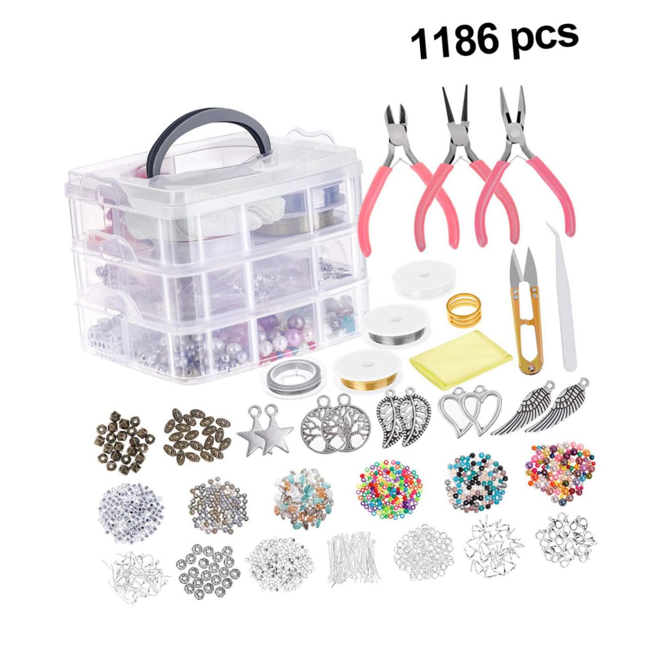 COHEALI Kit per Creazione Gioielli 1186 Pezzi, Set a Tre Strati