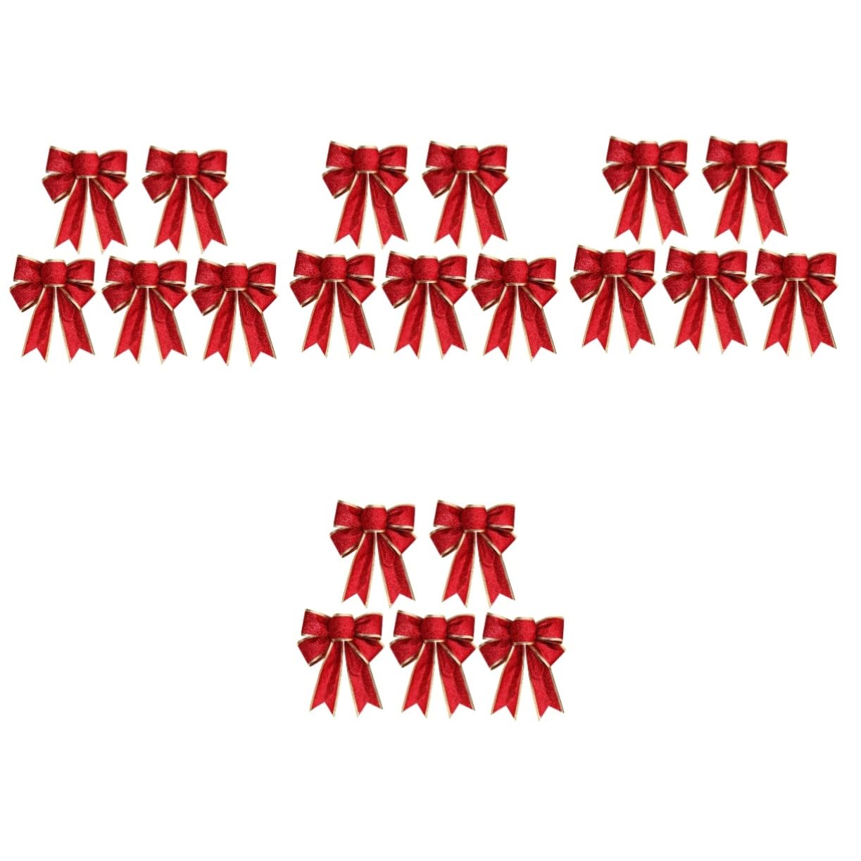 Mobestech 20piezas Lote De Lazos Rojos De Tela Brillante para Decoración Navideña Adornos para Árbol De Navidad y Fácil De Usar Ya Anudados y Listos para Pegar