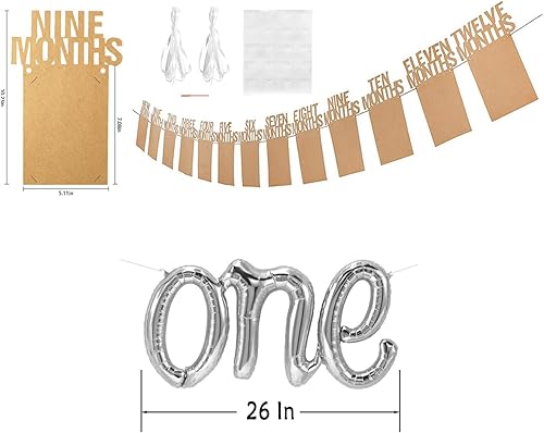 Miniatura 3 de Pancartas de primer cumpleaños, pancarta de fotos de bebé, globo marrón de una letra para primer cumpleaños, suministros de fiesta de primer