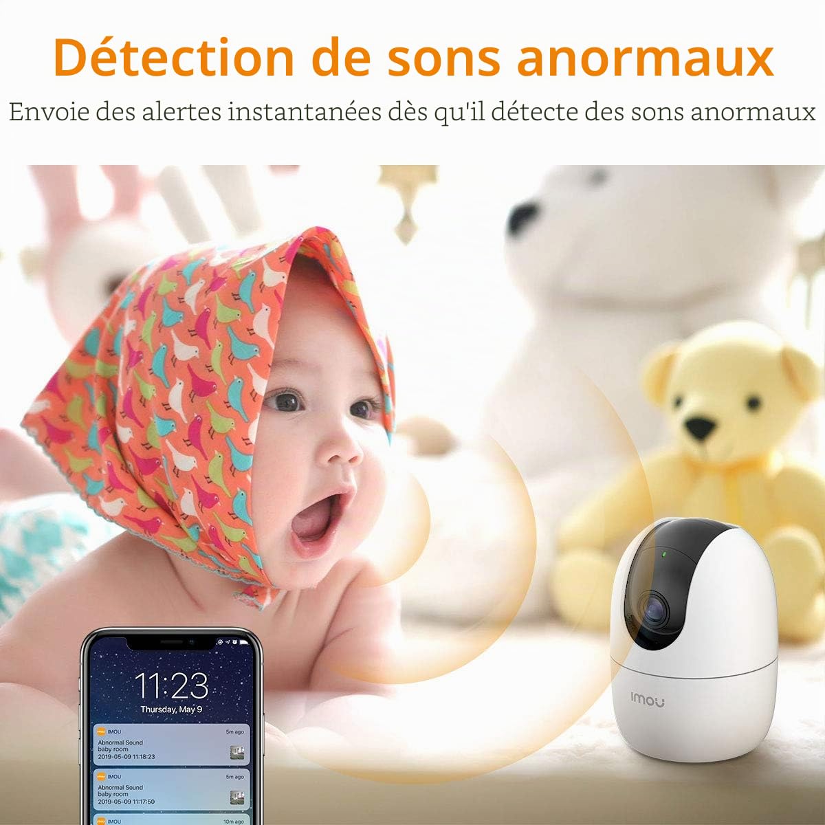 Imou Ranger 2 5MP (IPC-K2EN-5H2W) - Caméra dôme WiFi motorisée de 5 MP dispose d'une IA, d'un suivi automatique, d'un audio bidirectionnel, d'une sirène, d'un microphone, d'un infrarouge de 10 m, d'un