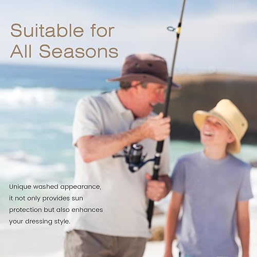 Miniatura 7 de Sombrero de pescador de ala ancha con protección UV, sombrero Boonie, sombreros de pesca, senderismo, safari, sombreros al aire libre para hombres y