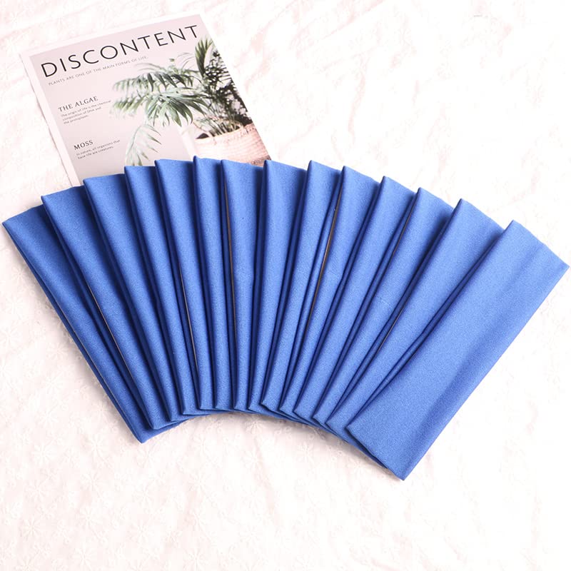 Image of Sport Yoga Headbands,Pack of 14,Fashion Soft Elastic Polyester Sweatband Yoga Stretchy Headband for Women Man Girl (Medium Blue)