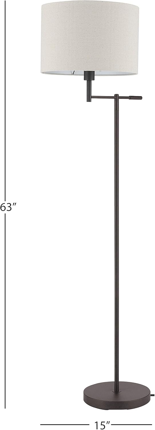 Prоduсt Dеаl Amazon Brand - Ravenna Home Single-Light Swing-Arm Floor Lamp with Beige Linen Shade, LED Bulb Included, 63H, Dark Bronze