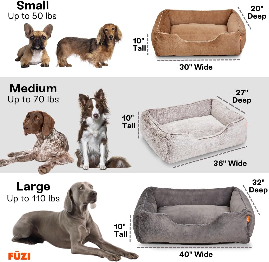review Luxe Rectangle Dog Bed for Small Dogs, Machine Washable Dog Sofa, Non-Slip Bottom, Breathable Soft Dog Bed, Durable Calming Dog Bed, Dog Bed with Sides, Luxury Dog Beds Small 30x20x10 Sand