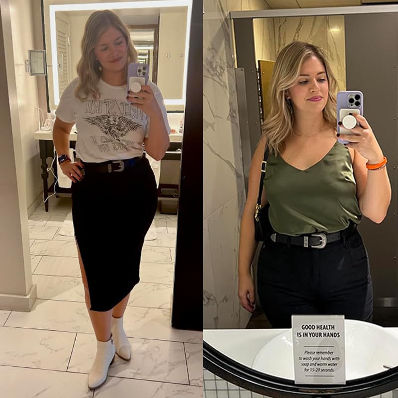 Belts for Women Womens Belt Black Goth Jeans Women's Western Woman Plus Size Leather Gothic Cowgirl Silver Buckle Belt4