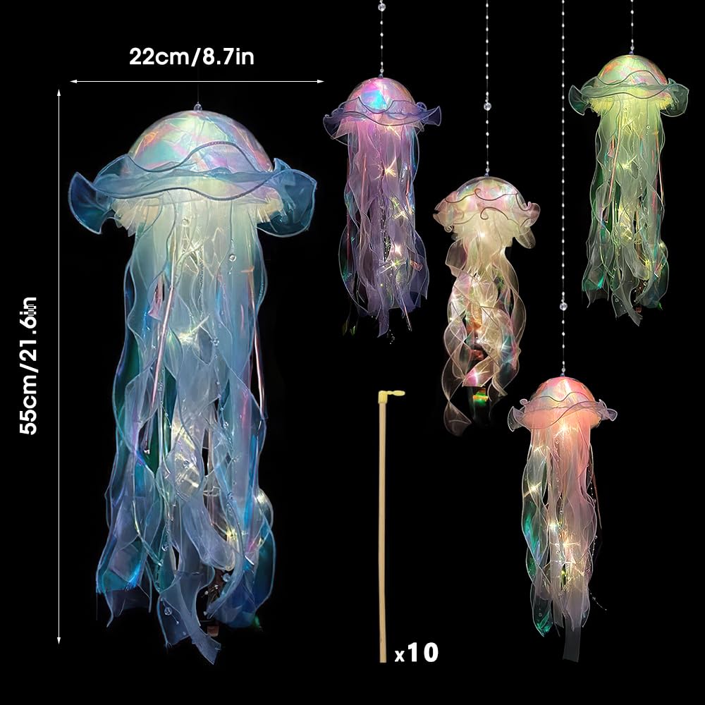 Jonuin 10 Pcs Jellyfish Light, Hanging Jellyfish Lamps, Jelly Fish Light Lamp, Jellyfishs Lanterns, Jelly Fish Decoration - Image 2