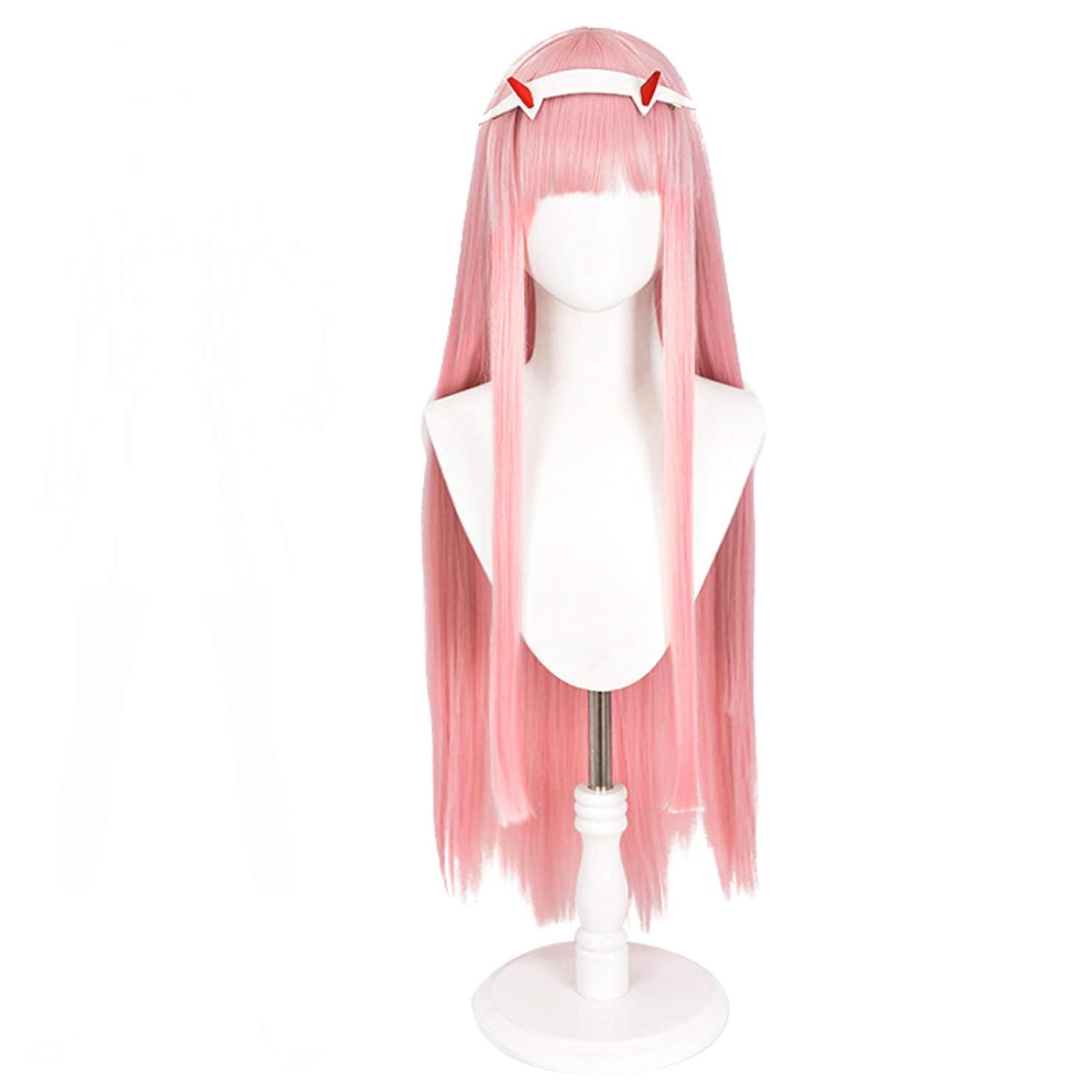 Long Pink Straight Cosplay Wig Costume Halloween Wigs for Women With Headband - Image 2