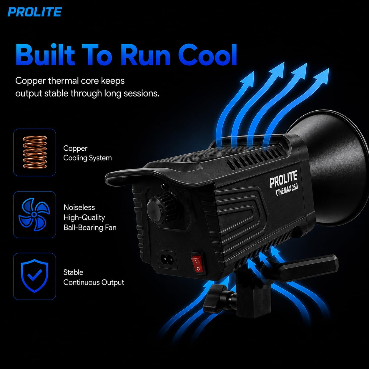 Prolite Cinemax 250 LED Studio Light - 2700K-6500K -6 Prolite Cinemax 250 LED Studio Light - 2700K-6500K -6