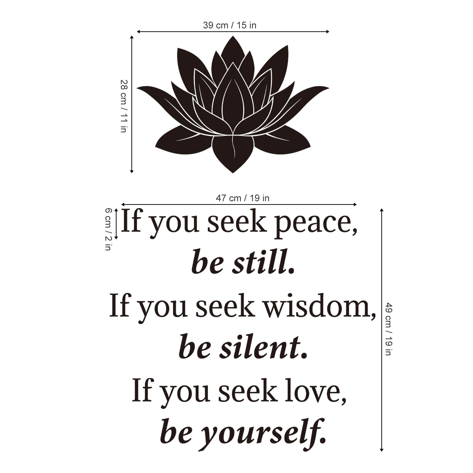 decalmile Lotus Buddha Wall Decal Quotes Be Yourself Inspirational Positive Black Wall Letter Stickers Living Room Gym Bedroom Wall Decor - Image 4