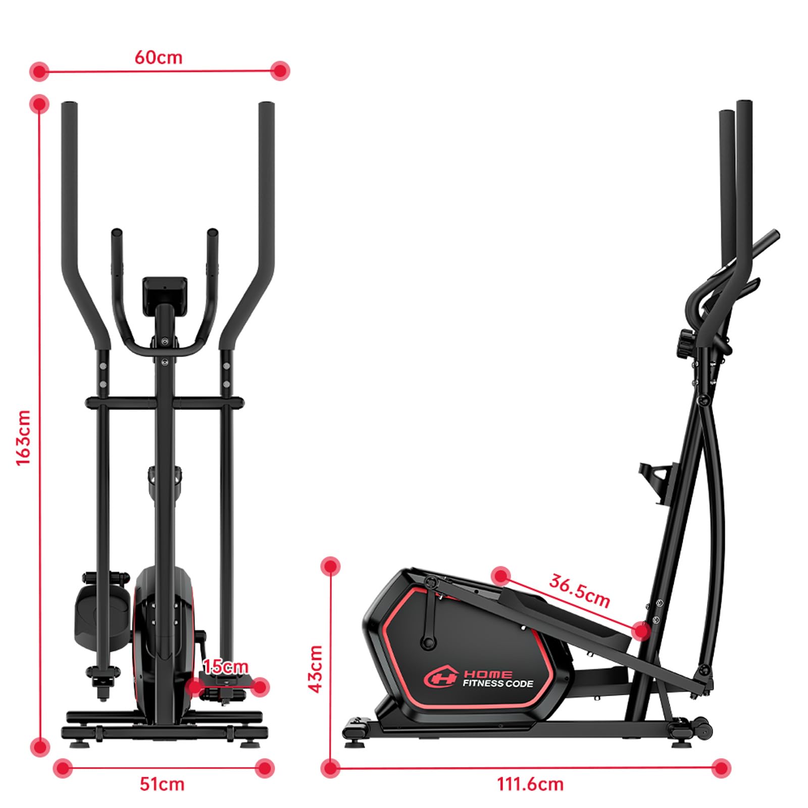 Vélo Elliptique Pliable, Vélo d’Appartement Compact, Cardio-Training à Domicile, 16 Niveaux de Résistance Magnétique, Écran LCD, Capteur de Pouls, Ultra Silencieux 30 DB, Charge 150 Kg