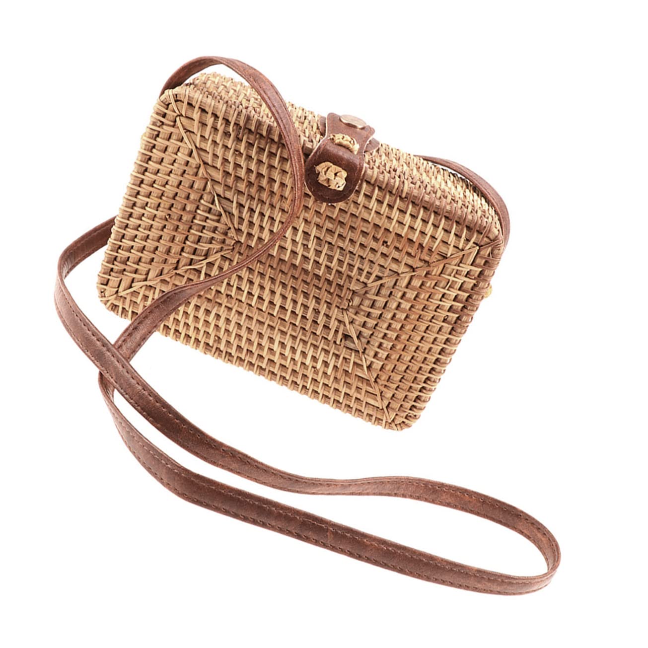 Housoutil 2piezas Bolso De Ratán Woven Para Mujer Bandolera Cuadrada Artesanal Correa Para Uso Diario y Ocasiones Especiales