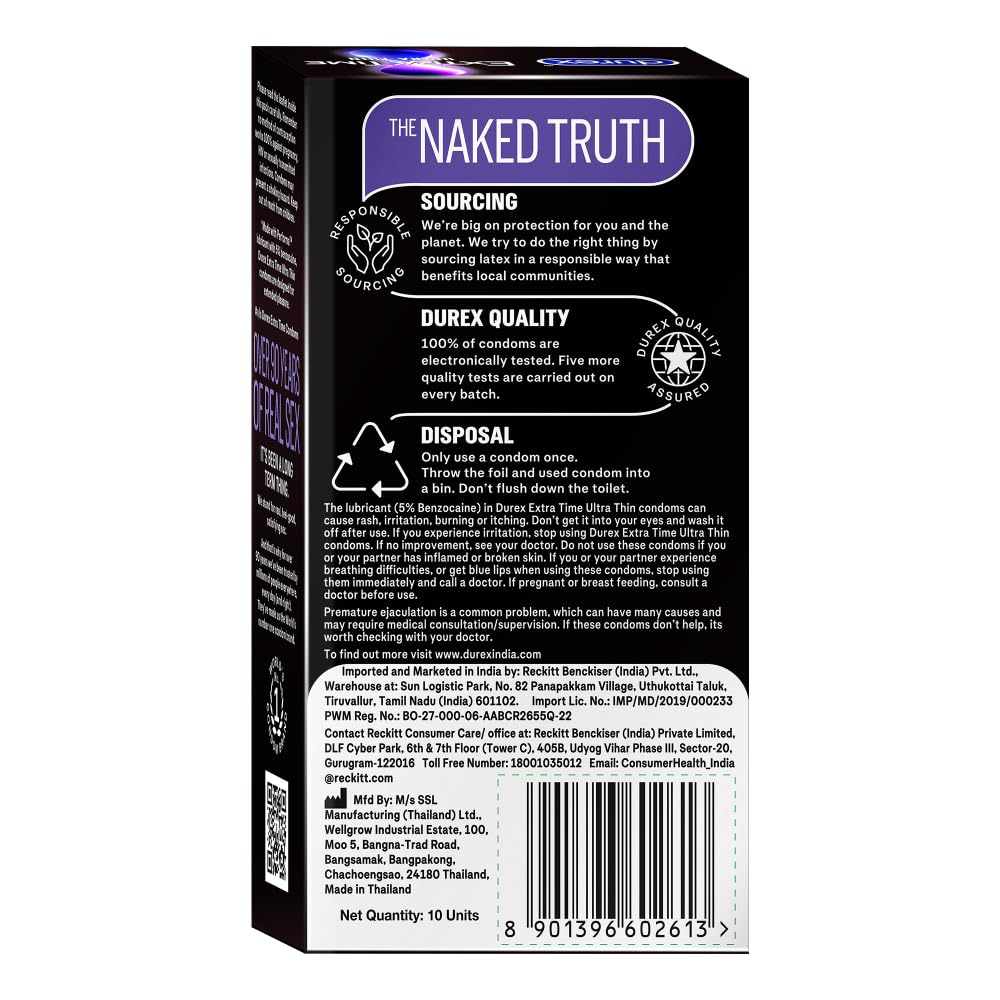Durex Extra Time Ultra Thin Condom 10 Count product image 10