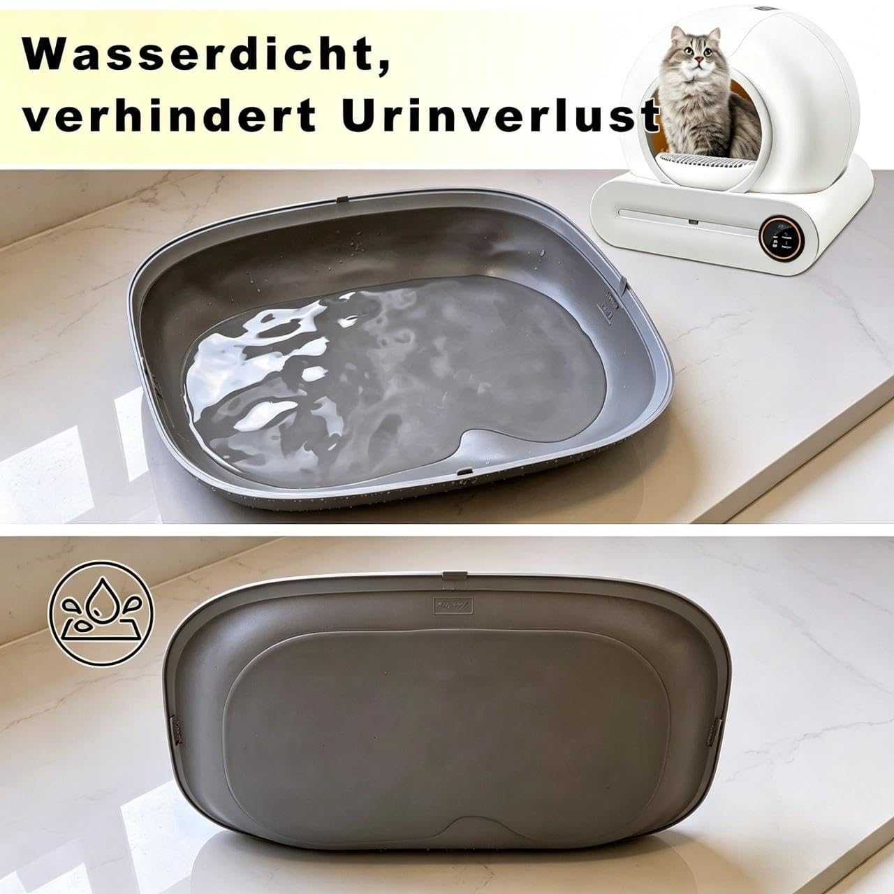 Ersatz Silikon Matte für Selbstreinigendes Elektrisches Katzenklo, Wasserdichte Katzenstreumatte, Rutschfest & Pflegeleicht, Passend für Automatische Katzentoiletten