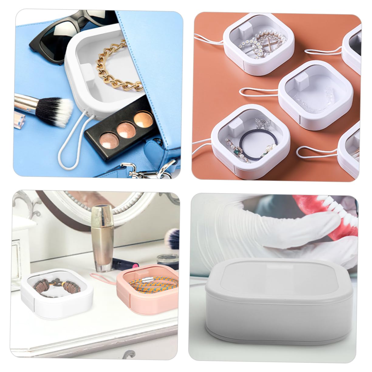 LIFKOME 4 Stück Aufbewahrungsbox für Haaraccessoires aus Abs und Tpe Weiß Tragbar und Leicht zu Reinigen für Haargummis und Haarschmuck