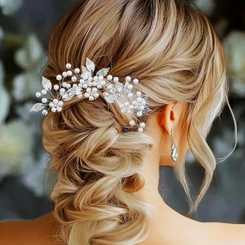 Miniatura 3 de Heread Pearl Bride - Horquillas para el pelo de boda, pieza de cabeza de novia, accesorios para el cabello de flores para mujeres y niñas (paquete