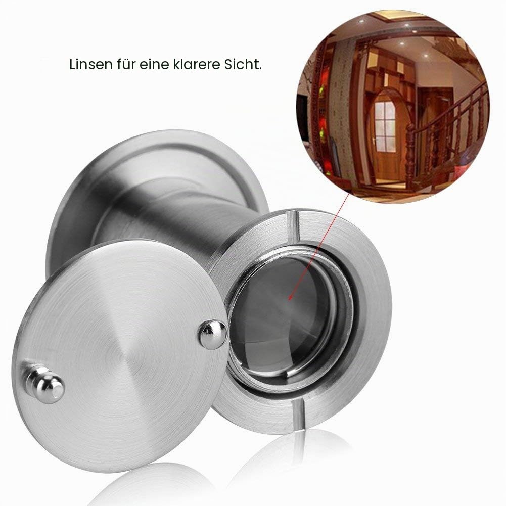 Zerodis Türspion mit Sichtschutz Door Viewer Security Peek Peephole optisches Glas 220 Grad Weitwinkel(Gebürstetes Silber)
