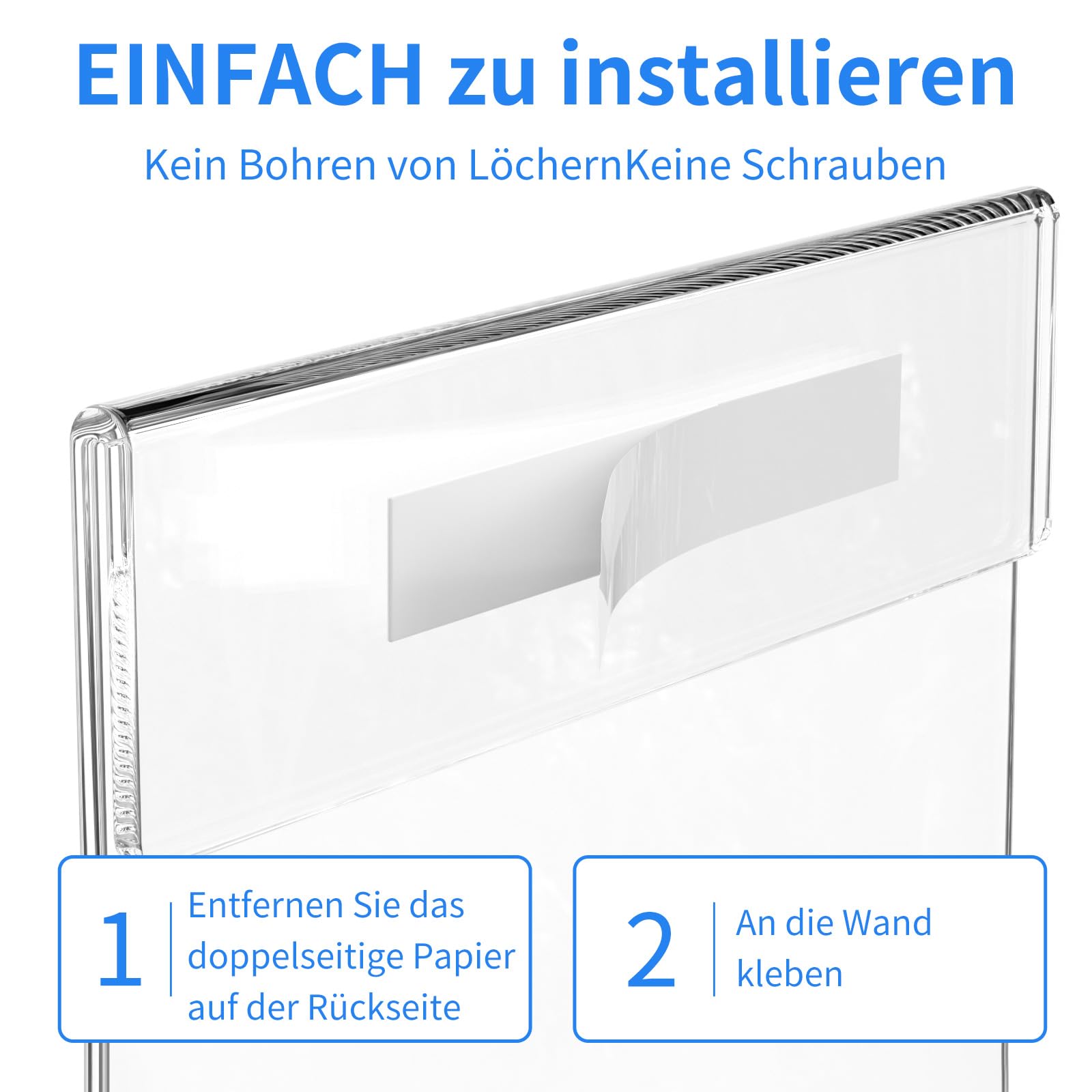 AITEE A4 Acryl Wand Plakathalter: 6 Stück Transparenter Wandhalterung mit 3M Klebestreifen kein Bohren Selbstklebend für Wandanbringung für Büro, Zuhause, Geschäft, Restaurant