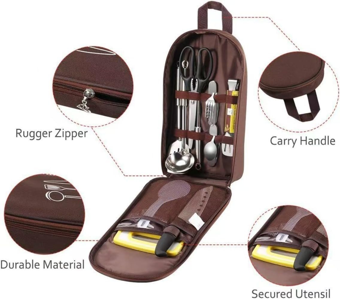 Portable Camping Cookware Organizer Bag, Waterproof Oxford Hand Carry Utensil Storage for Outdoor Picnic Backpacking, 20L-35L (black)