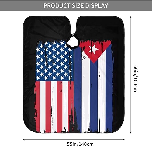 Miniatura 8 de Capa de peluquería profesional con bandera de Cuba de EE. UU., capa de corte de pelo impermeable con cierre a presión ajustable, delantal de corte