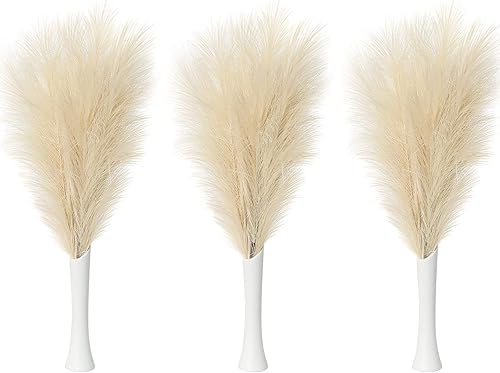 ZIFTY 18 piezas de hierba de pampa beige de 16.5 pulgadas con tallo extensor, flores artificiales esponjosas, decoración bohemia falsa de junco para disponible en Yaxa Colombia