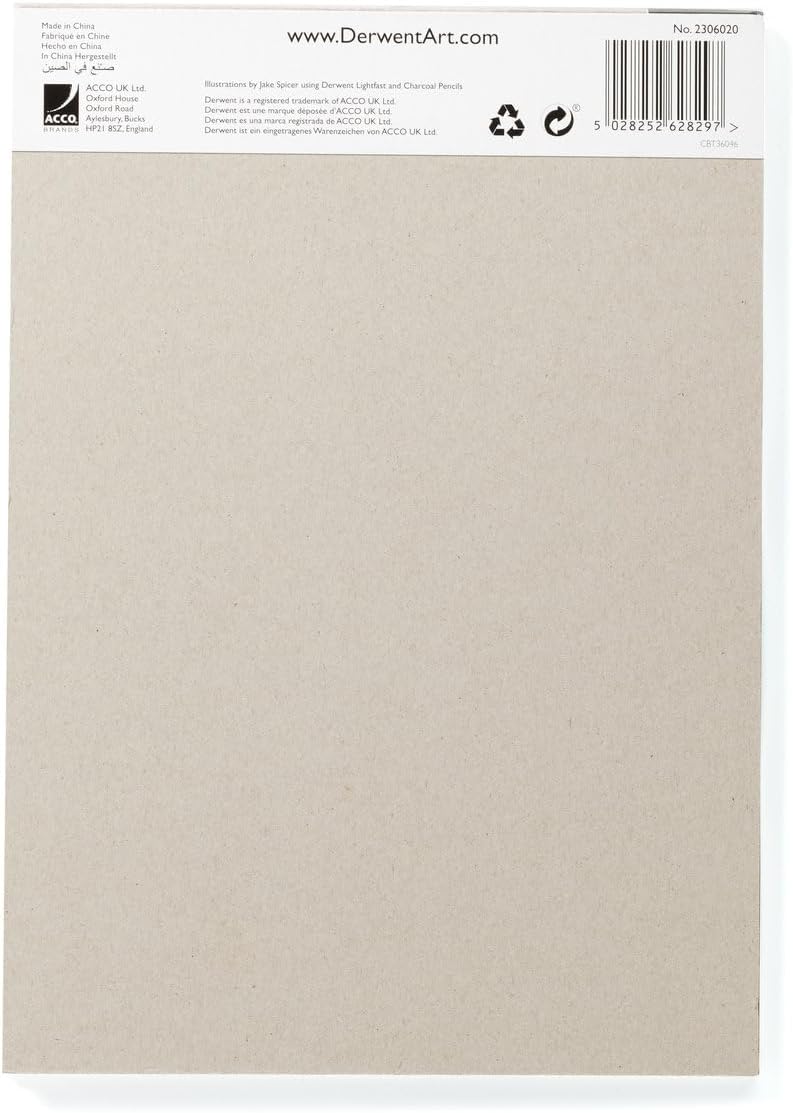 DERWENT Mixed Toned Paper Pad A5, 120gsm, 20 Sheets, Double-Sided Smooth & Textured, Acid Free, 4 Shades, for Fine Art Drawing, Sketching & Colouring, Professional Quality, 2306020, Black