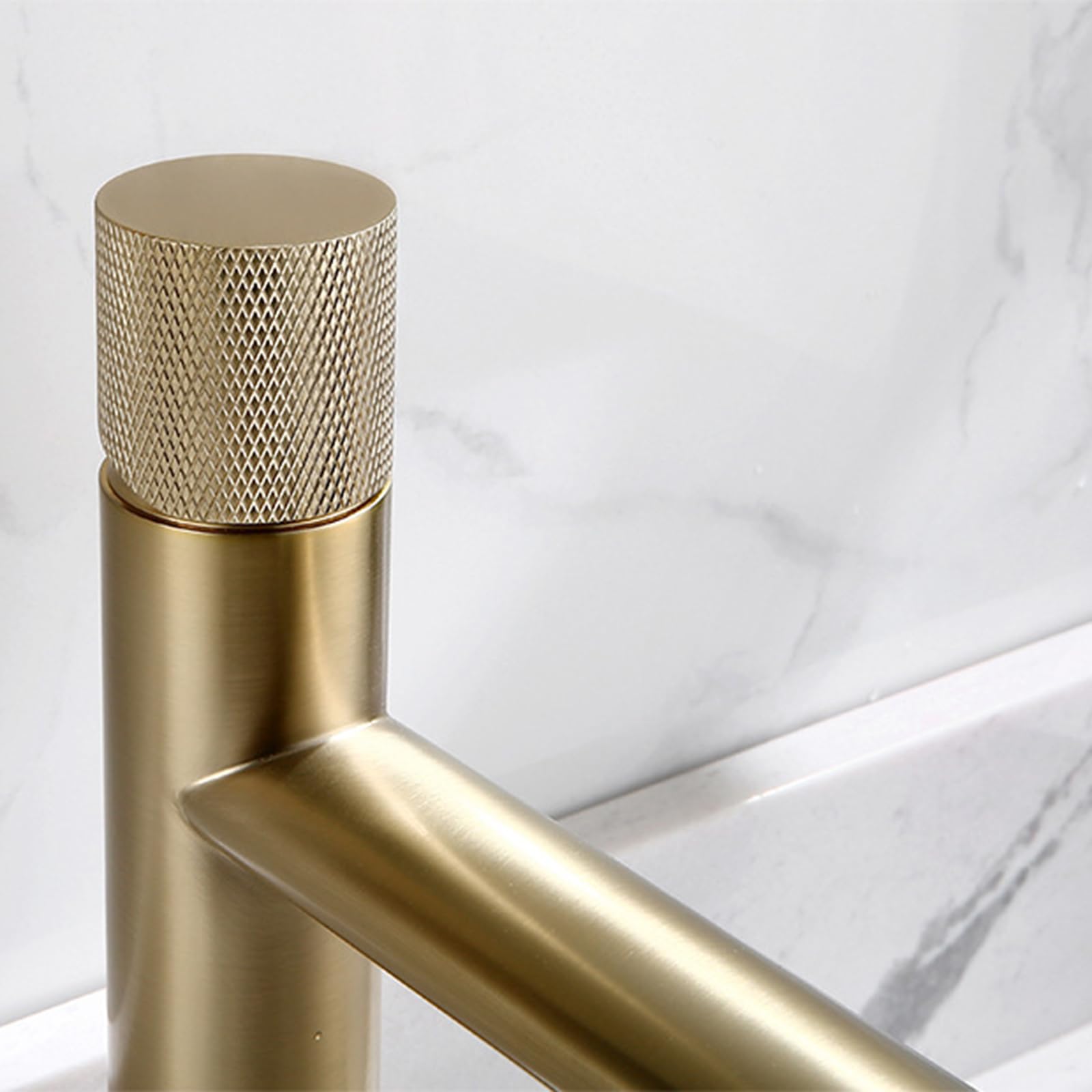 Waschbecken Armaturen Bad Armatur Waschbecken Bad Waschtischarmatur Bad Hoch Warm Und Kaltmischbatterie Komplett Aus Kupfer Mit Einem Griff,Gebürstetes Gold B,hoch