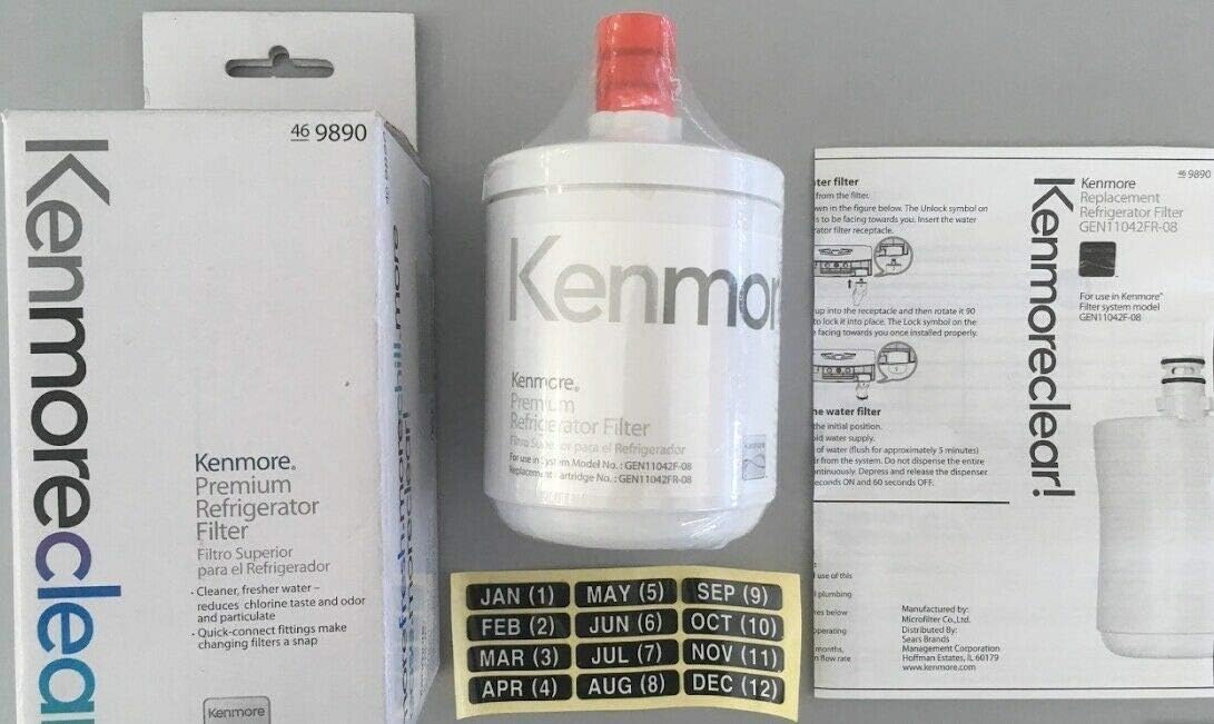 9890 Kenmore Refrigerator Water Filter 500-Gallon Capacity Compatible with Kenmore 161451726250, 687152207572 11042FR-08, for LT500P 1 Pack