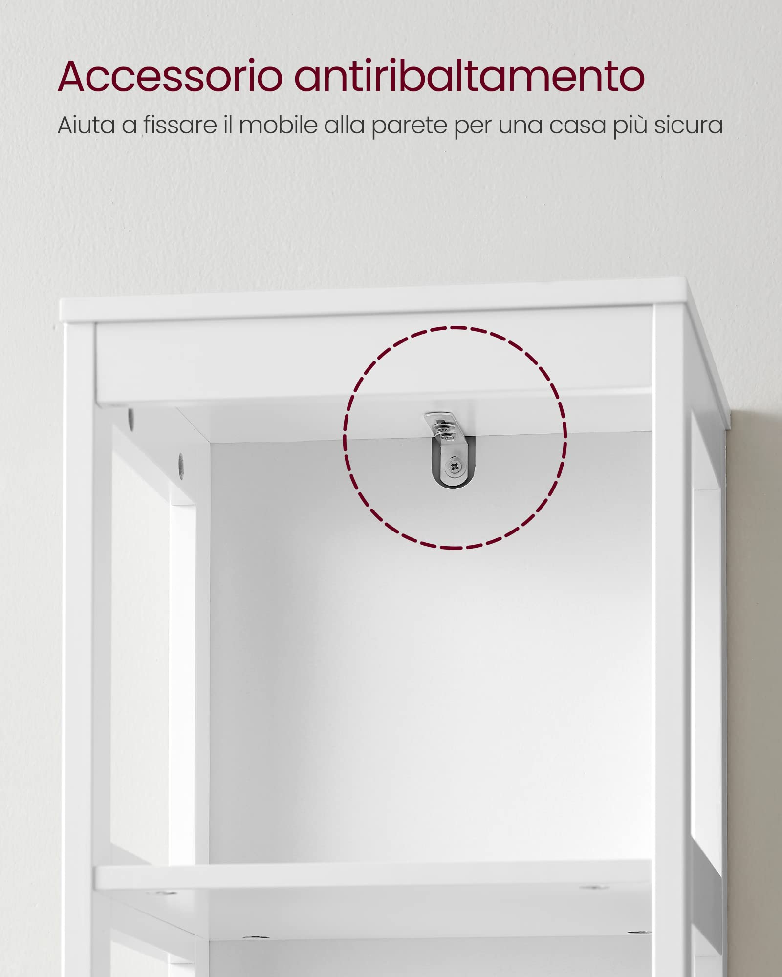 VASAGLE Mobile Alto da Bagno, Armadietto da Bagno, Mobiletto da Bagno, con 2 Cassetti e 3 Scomparti Aperti, 30 x 30 x 141,5 cm, per Bagno, Soggiorno, Cucina, Bianco BBC66WT