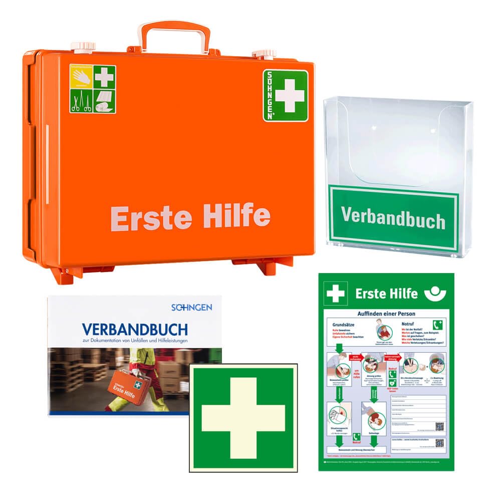 aluderm by Söhngen SÖHNGEN® Erste-Hilfe Basic Set DIN 13169, inkl. Verbandbuch, Art.-Nr. 0301155 | Erste Hilfe Station | Erste Hilfe Set | Erste Hilfe Komplettpaket